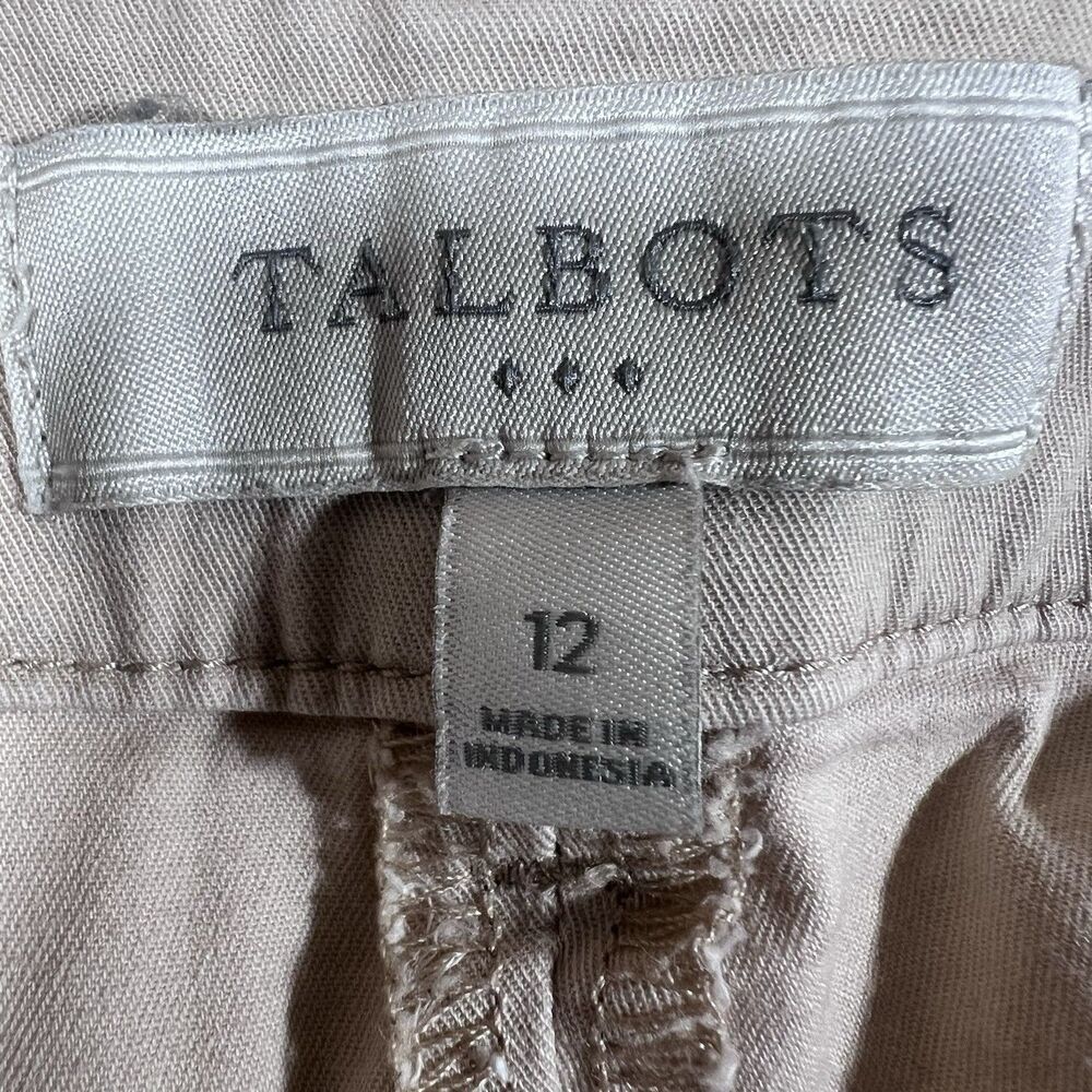 Talbots Beige Khaki Bermuda Shorts Stretch Flat Front Casual Women's Size 12 - Picture 6 of 8